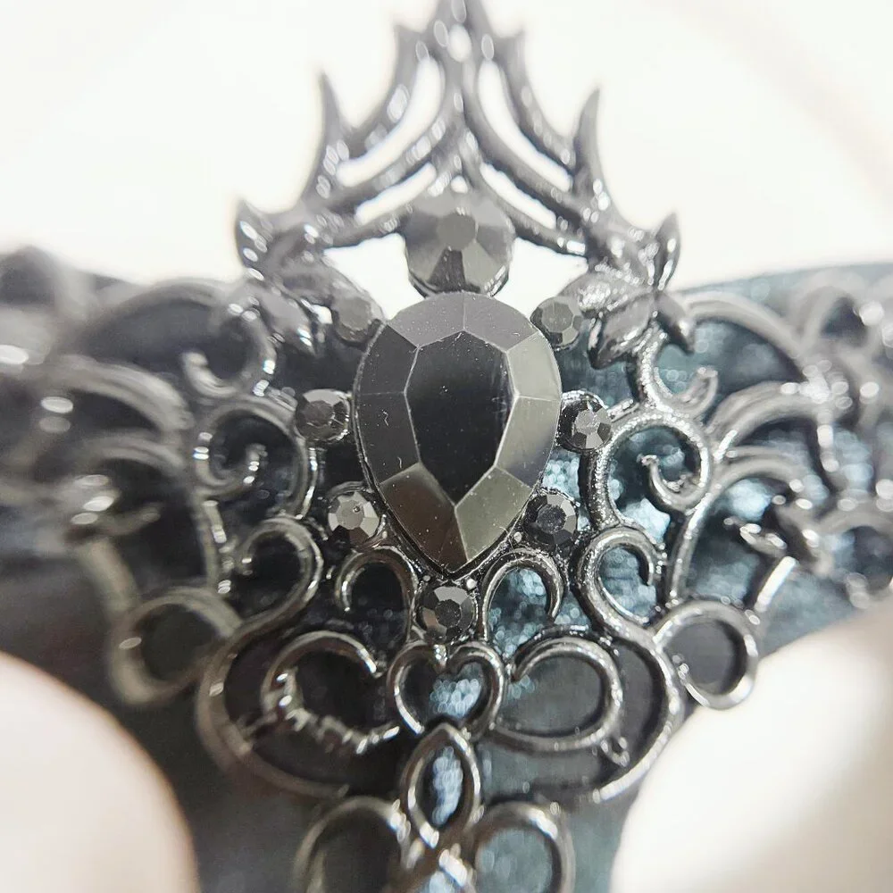 Mens masquerade mask, Black metal mask, Venetian mask, Prom mask, 2 in 1 mask